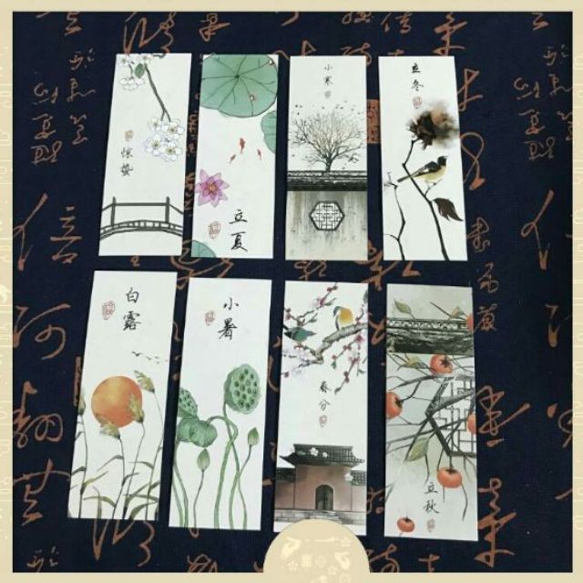 Bookmark 24 tiết khí thẻ kẹp đánh dấu sách cổ phong