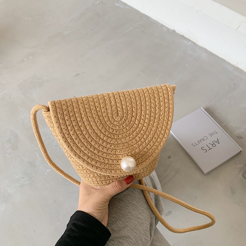 Túi Cói Đeo Vai Thời Trang Mùa Hè Năm 2021 Phong Cách Hàn Quốc Cho Nữ