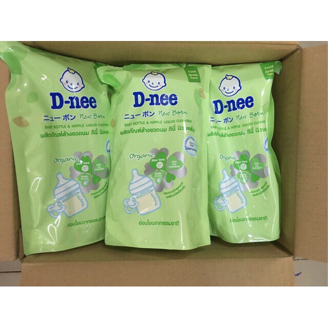  Nước rửa bình sữa rau củ quả Dnee Organic 600ml dạng túi Thái Lan an toàn cho bé