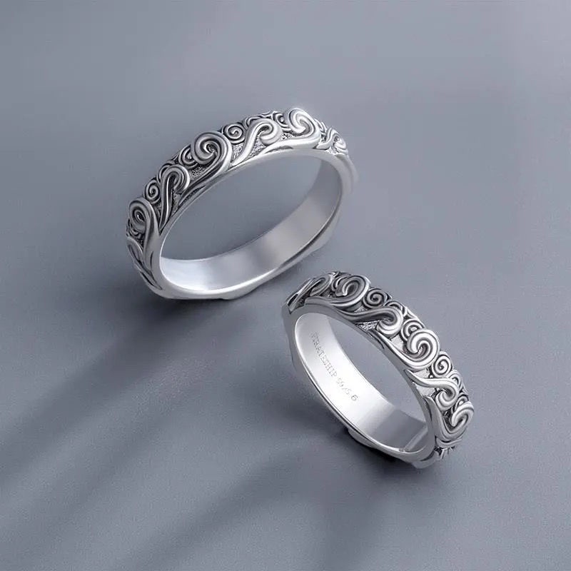 Nhẫn Hở Mạ Bạc 925 Hình Đám Mây Phong Cách Trung Hoa Cổ Điển Thời Trang Cho Nữ