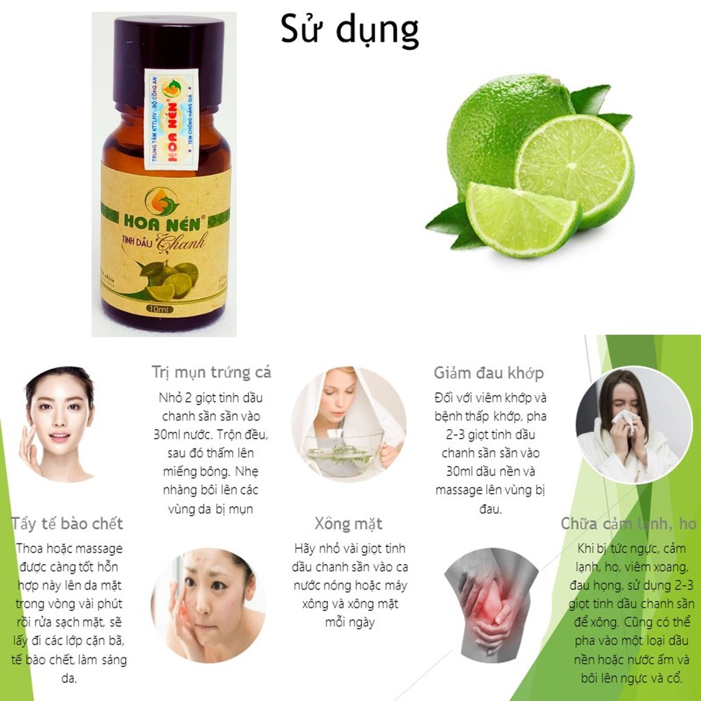 Tinh dầu Chanh tươi thiên nhiên nguyên chất 30ml Hoa Nén