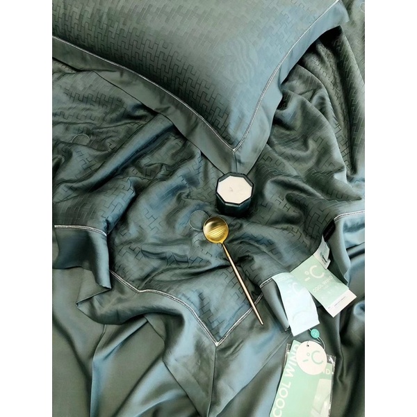 Chăn Ga Tencel 100s vân đá Ice 5D có chăn trần tơ tằm mềm mượt mát lạnh