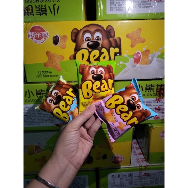 [16-17v 1 gói]Bánh Gấu Bear mix vị nhân kem Đài Loan vị: Dâu, socola, kem sữa