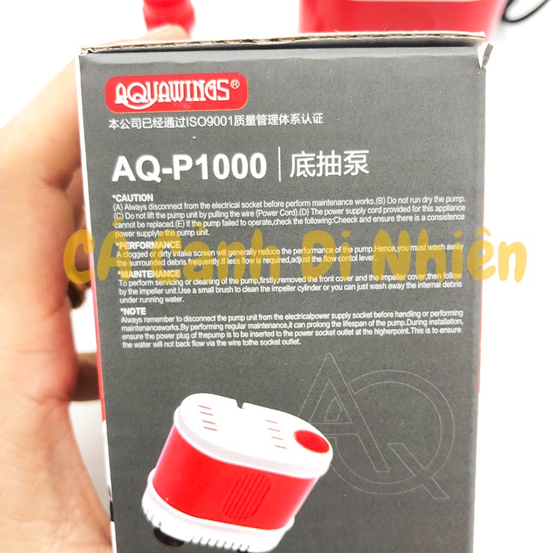 Máy bơm hút đáy AQUAWINGS AQ-P1000 18W bơm chìm hút cặn 360 độ hồ cá AQP1000
