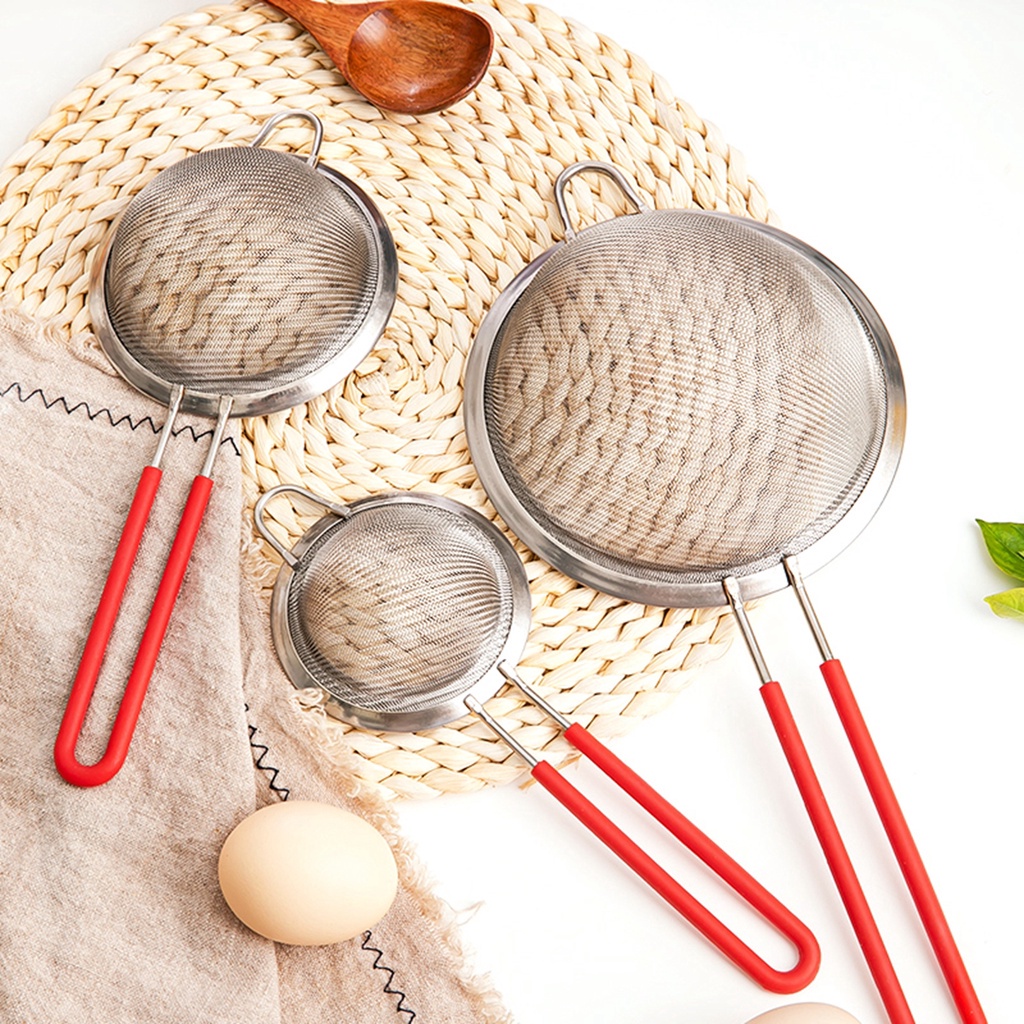 Rây Lọc Bột Hai Lớp Bằng Thép Không Gỉ Tiện Dụng Cho Nhà Bếp