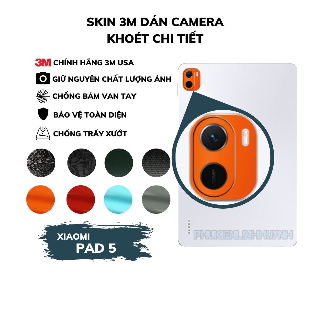Xiaomi Mi Pad 5_Combo 2 miếng dán camera sau chất liệu 3M chính hãng bảo vệ bề mặt kính cường lực, khoét lỗ chi tiết.