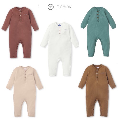 (LECOON) BODYSUIT DÀI CHUI CỔ KHUY GỖ CHO BÉ