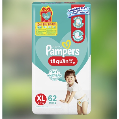 Tã bỉm quần Pamper M74/L68/XL62/XXL56