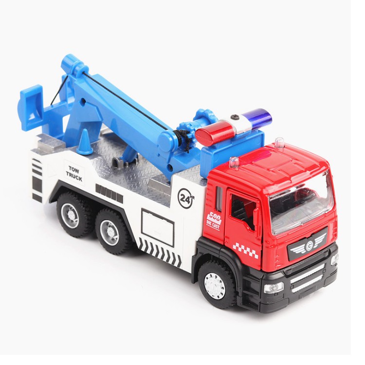 Mô hình xe ô tô cứu hộ đồ chơi trẻ em tỉ lệ 1:50 xe chạy cót bằng hợp kim nhựa có đèn và âm thanh mở được cửa xe