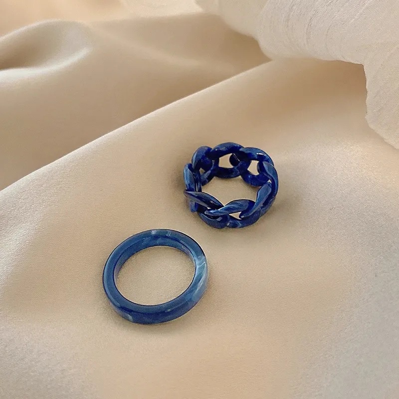 Set Nhẫn Resin Thiết Kế Đơn Giản Thời Trang Cho Nữ
