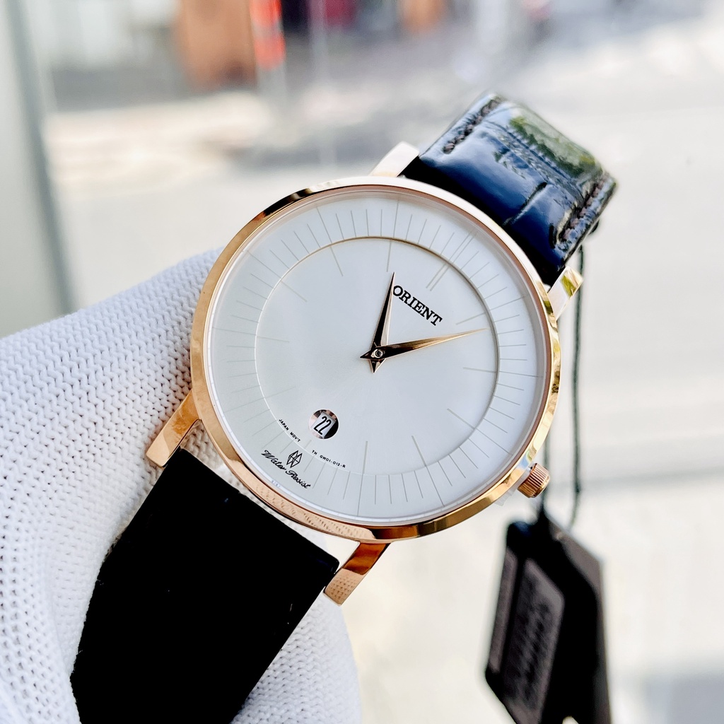 Đồng Hồ Nam Orient FGW0100CW0 Dây Da Nâu Mặt Trắng, Kính Saphire Chống Trầy, Chống Nước, Size 40mm Tặng Box Thép