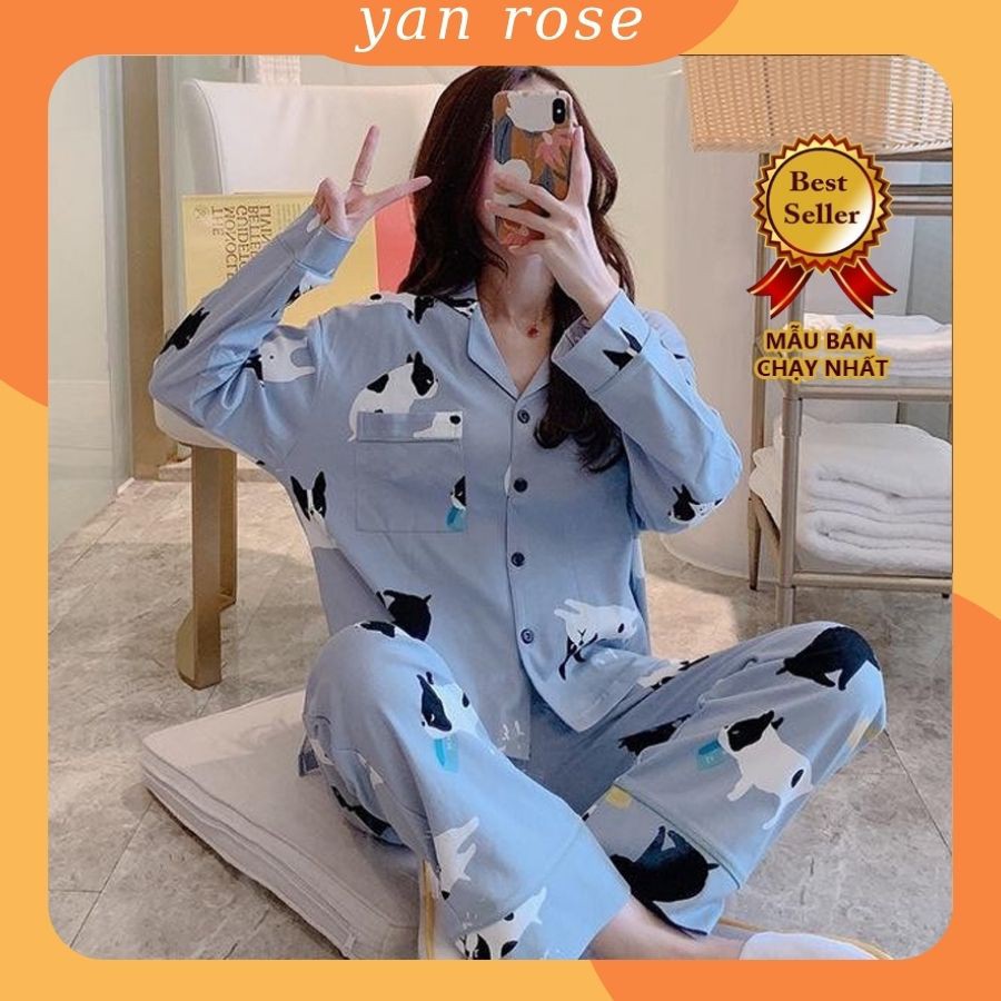 Đồ Bộ Nữ Pijama Tay Dài Quần Dài Cao Cấp Chất Dày Ấm YAN ROSE16