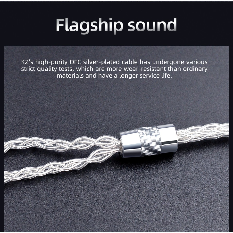 Dây cáp KZ 8 lõi mạ bạc OFC cao cấp cho tai nghe KZ ZSN PRO ZSX AS12 AS16 ASX ZAX DQ6 ZS10 PRO CCA CA16 CSN