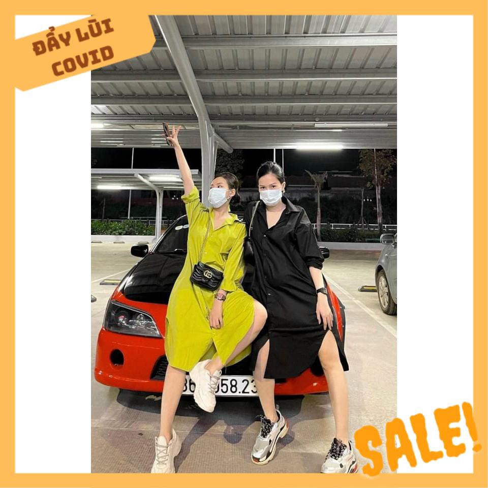 Váy Cổ Sơ Mi Basic Dáng Dài Sexy Bầu Bí Mặc Đến Đẻ Luôn Ạ