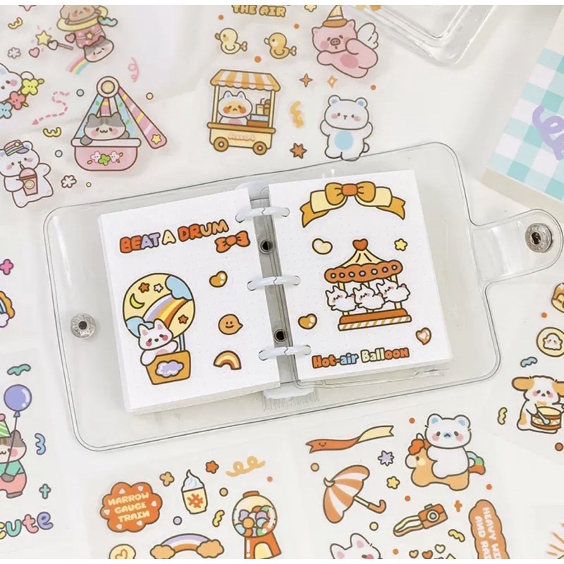 Hộp 100 tấm sticker cute Amusement Park  - Tặng Hình Xăm Dán