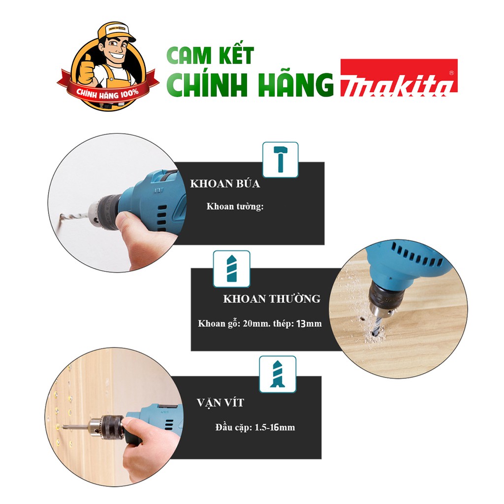 Máy khoan cầm tay mini,Máy khoan Makita chính hãng m0801b 16mm.