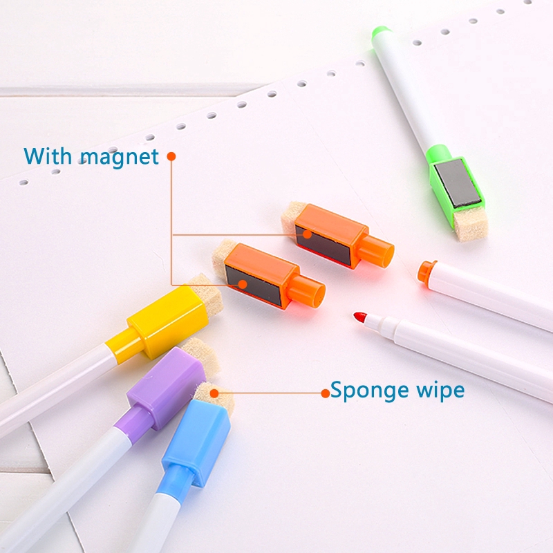 8 Pcs with Magnet Erasable Color Whiteboard Pen Children Non-toxic Painting Pen Can Add Ink