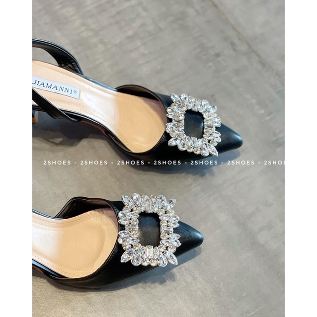 Giày cao gót mũi nhọn đính hoa đá 5p hàng cao cấp xuất khẩu