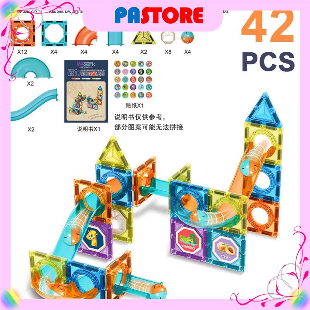 ⚡BÁN LỖ XIN 5 SAO⚡Bộ đồ chơi xếp hình nam châm thông minh thả bi Magnetic 42,68,98 chi tiết cho bé 3,4,5,6 tuổi