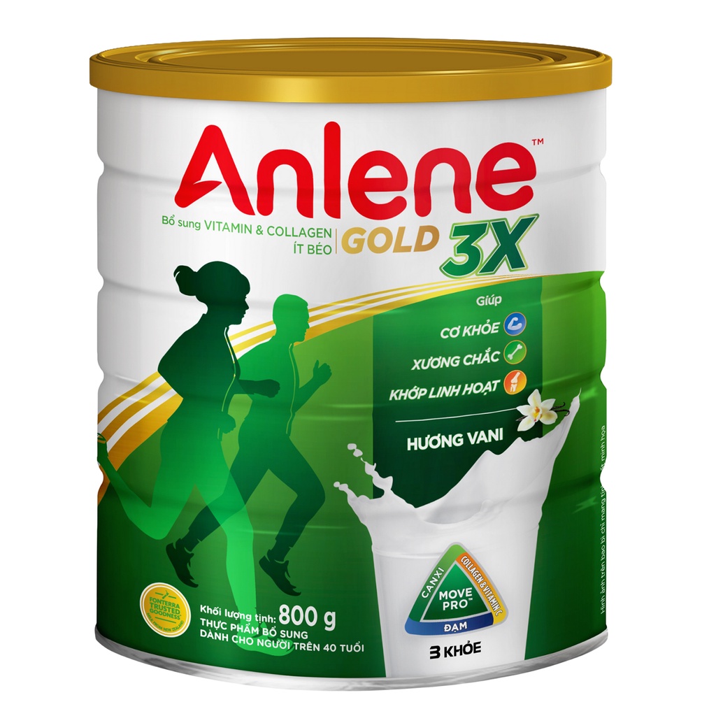 Combo 3 lon Sữa Bột Anlene Gold Movepro Hương Vanilla 800g/lon