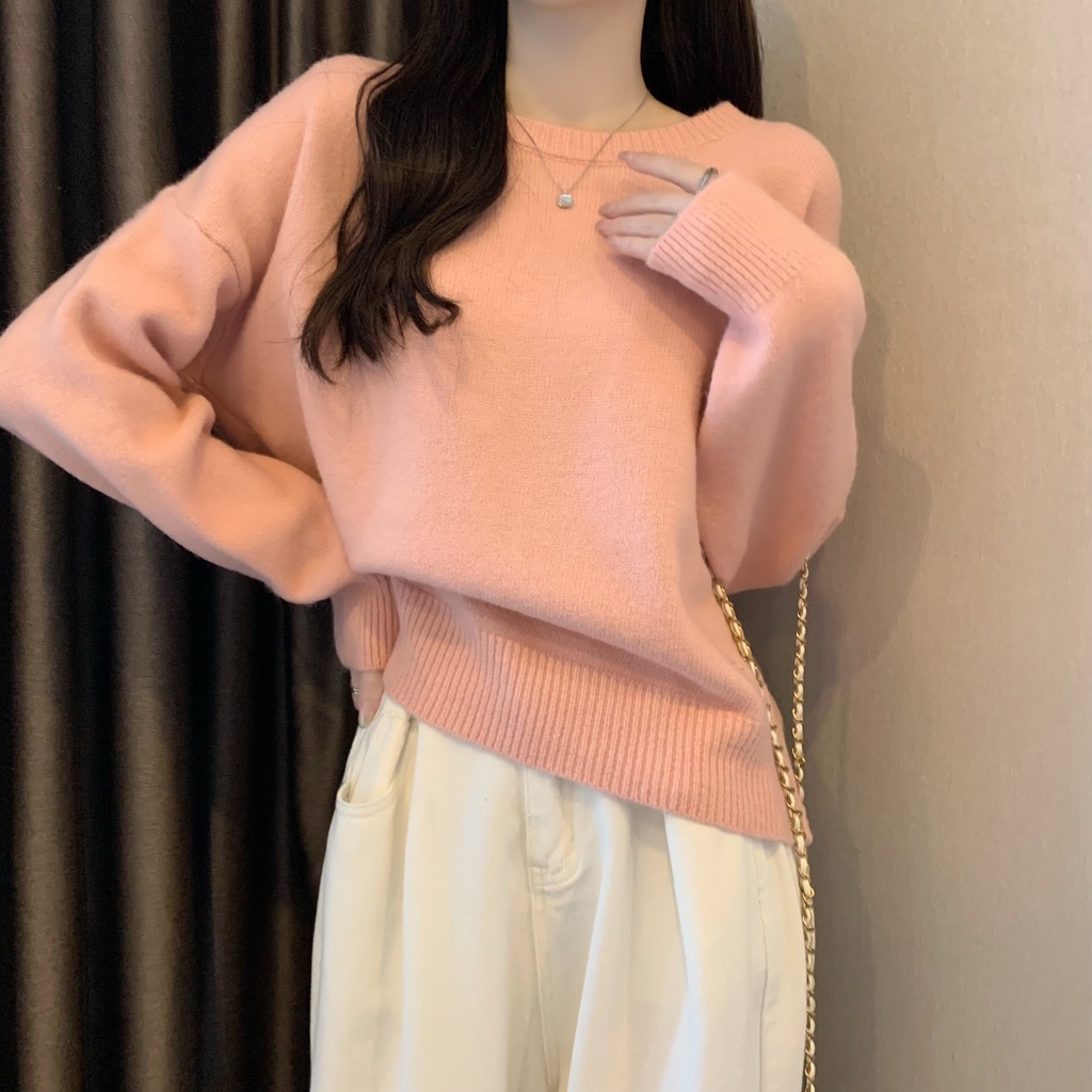 Áo sweater Cổ Tròn Mềm Mại Thêu Họa Tiết Bươm Bướm Phong Cách Hàn Quốc Thời Trang Thu Đông Cho Nữ