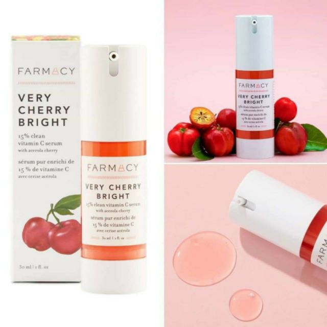 [ Minisize 5ml ]Tinh chất sáng da mờ thâm FARMACY Very Cherry Bright 15% Clean Vitamin C Serum with Acerola Cherry