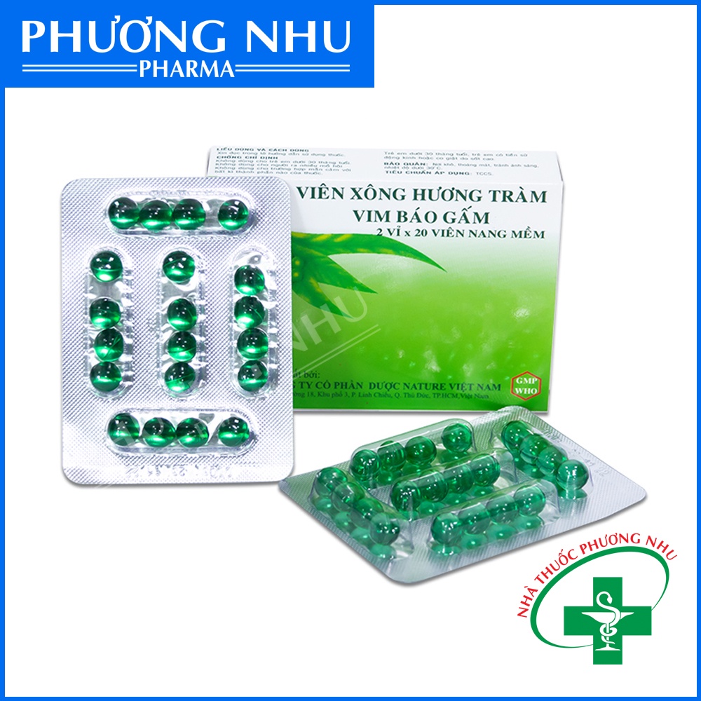 Viên Xông Hương Tràm Vim Bao Gấm ( Hộp 2 vỉ x 20 viên)