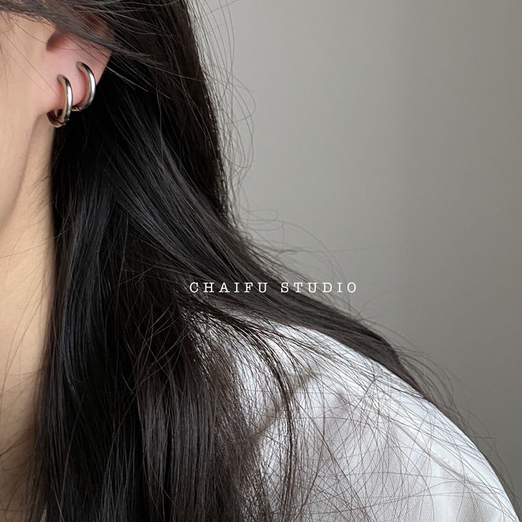 Khuyên tai bằng thép không gỉ đơn giản phong cách retro
