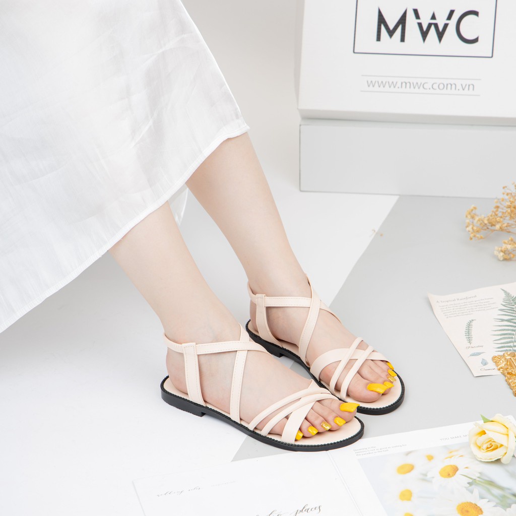 Giày Sandal MWC Đế Bệt Quai Mảnh Phối Phong Cách Chiến Binh NUSD - 2773