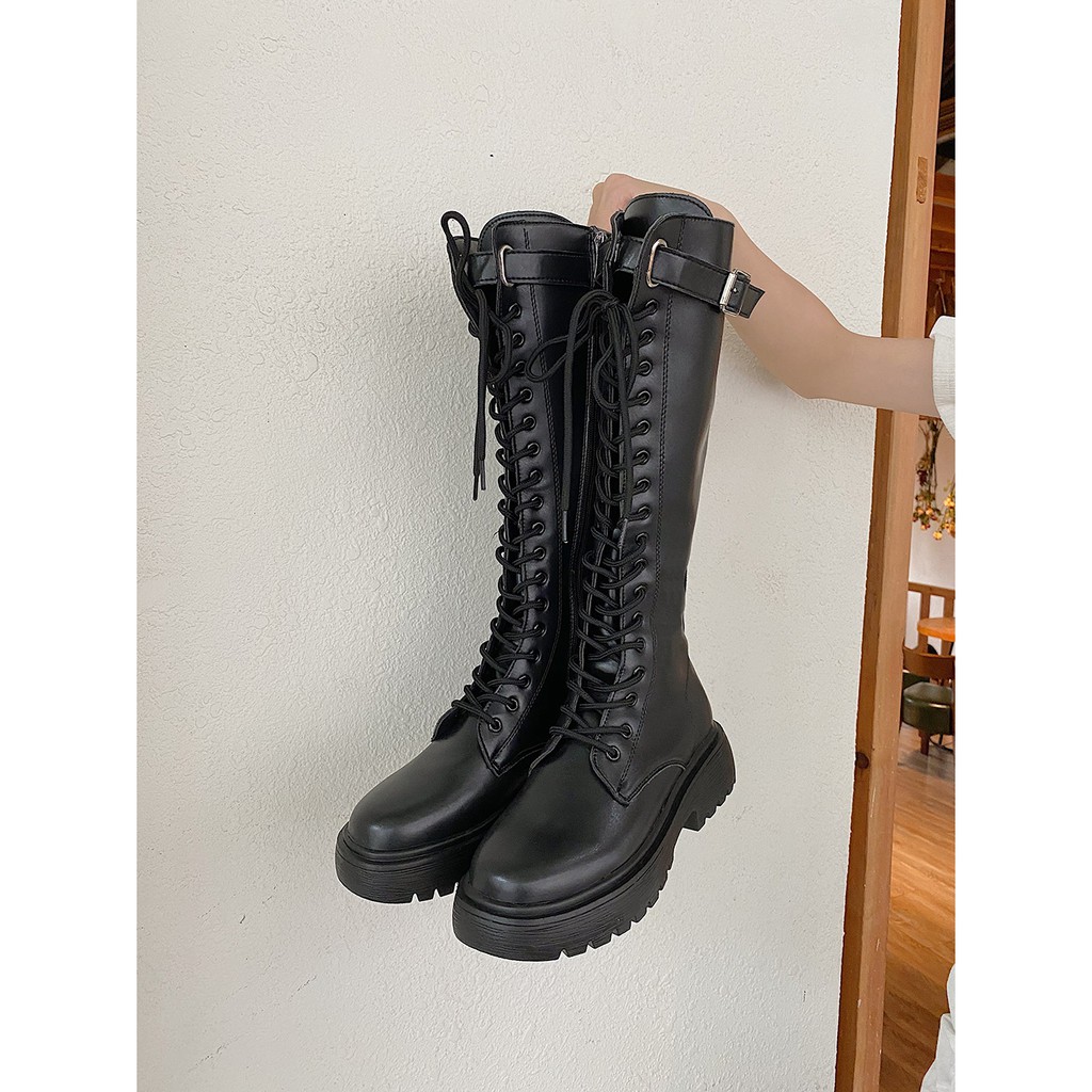 BOOTS ĐÙI DA BUỘC DÂY ĐẾ 4CM KÈM ĐAI | BigBuy360 - bigbuy360.vn