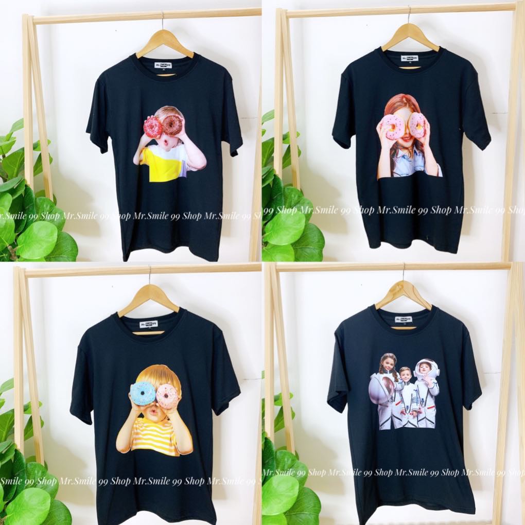 Áo Thun Tay Lỡ Unisex Form Rộng Nam Nữ Bé Trai Bé Gái Mr Smile 99 Shop