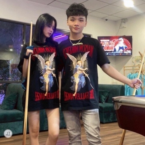 Áo thun tay lỡ The Fallen Angel Thiên Thần Cầm Kiếm BIGOMALL - Áo phông nam nữ unisex form rộng 65kg