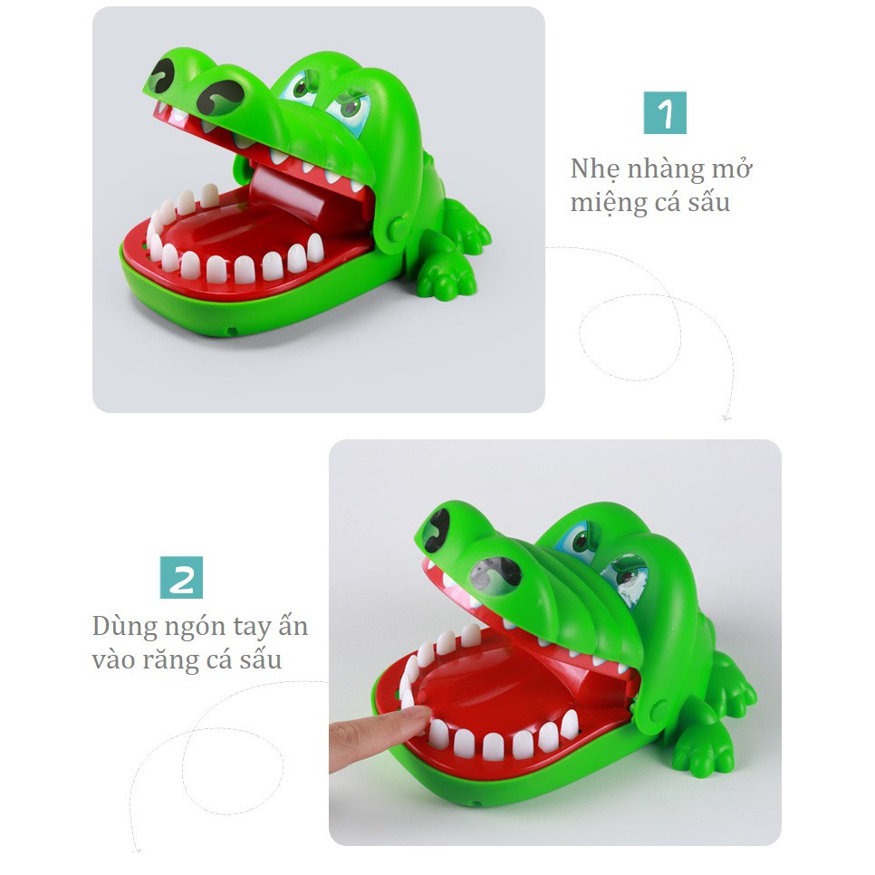 Bộ trò chơi khám răng cá sấu thú vị, chất liệu nhựa an toàn, kiểu dáng ngộ nghĩnh, không dùng pin