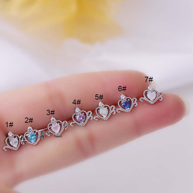1 Khuyên Tai Hình Trái Tim Bằng Thép Không Gỉ 20gauge