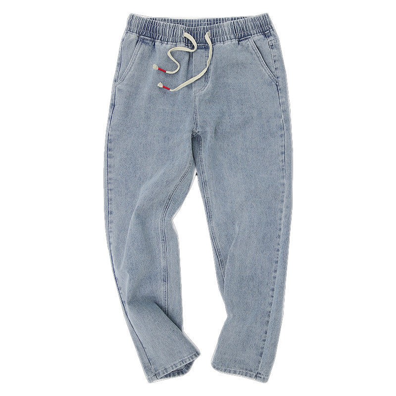 [xả kho lẻ size] Quần jean baggy nam nữ ống suông rộng lưng chun xanh sẫm 2021 505 Pon.mens