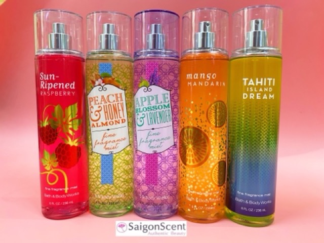 Xịt thơm cơ thể Bath and Body Works - phân loại mùi