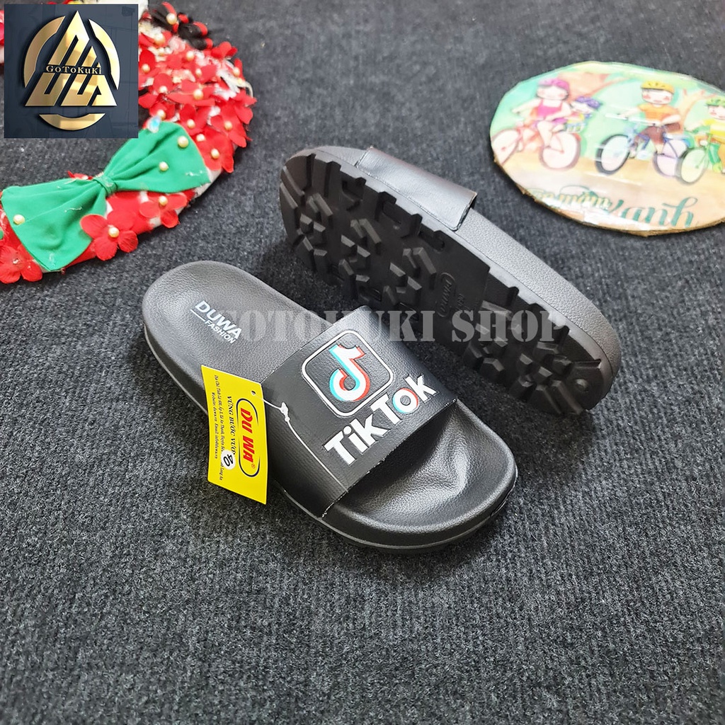 Dép nam nữ quai ngang siêu êm Hottrend 2022 in chữ TikTok DUWA Hàng chính hãng D7737