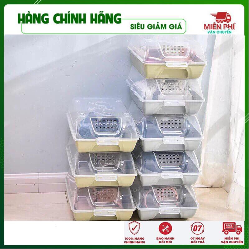 Hộp Đựng Giày Dép Thông Hơi Trong Suốt Có Nắp Đậy Chống Bụi Bẩn Không Lo Ẩm Mốc