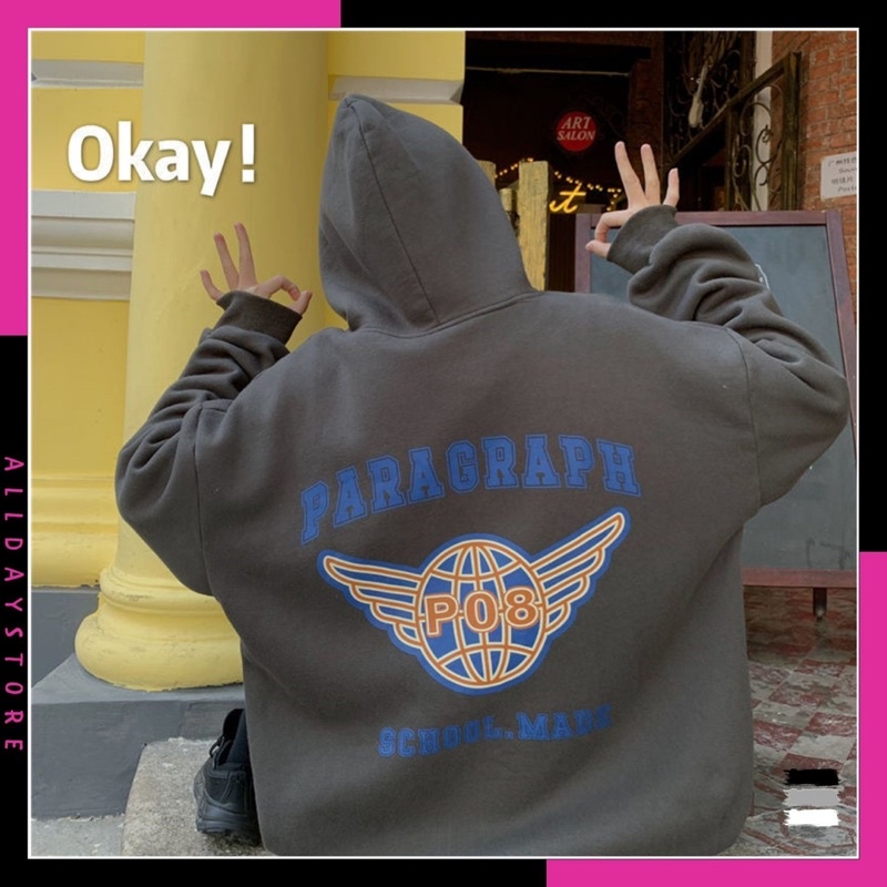 Áo khoác nỉ hoodie form rộng,áo nỉ unisex paragraph