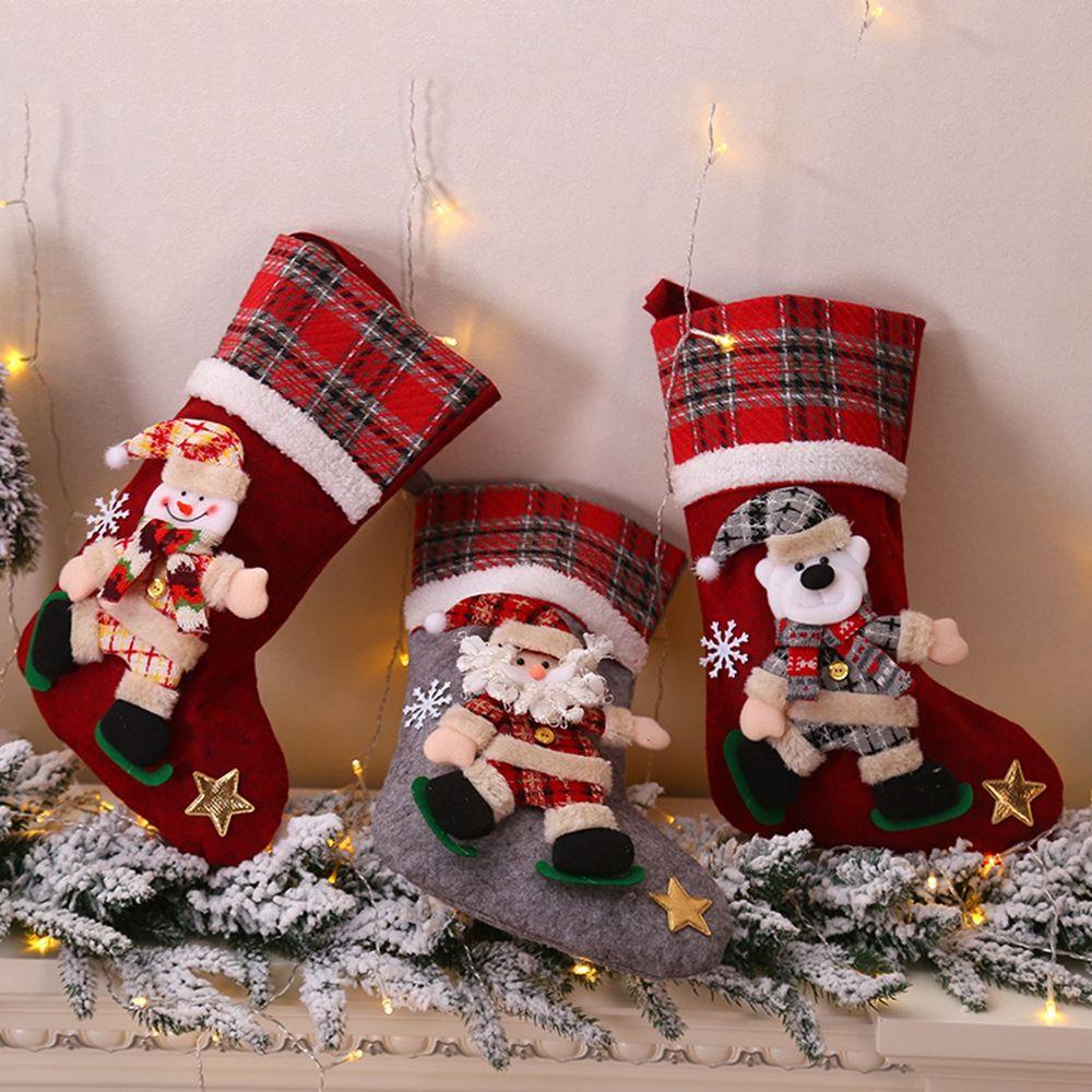 Vớ Bông Treo Trang Trí Giáng Sinh DIY Hình Ông Già Noel / Người Tuyết / Tuần Lộc / Gấu Đáng Yêu