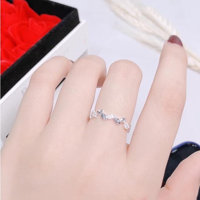 Nhẫn bạc nữ hình chiếc lá đan chéo nhau, chất liệu bạc ta cao cấp - Trang sức bạc Evasilver