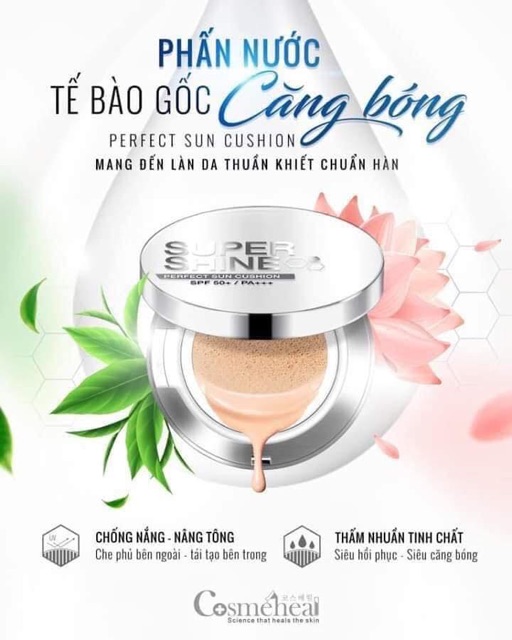 PHẤN NƯỚC TẾ BÀO GỐC COSMEHEAL SUPER SHINE PERFECT SUN CUSHION HÀN QUỐC