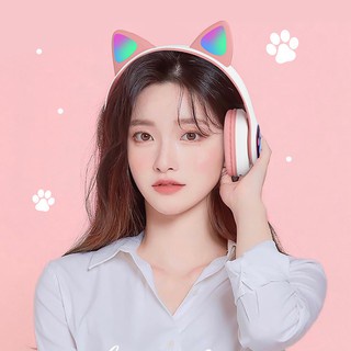 Tai Nghe Con Mèo Dễ ThươngTai Nghe Bluetooth 5.0 Có Đèn Led  Tai Nhe Có Chụp Tai Có Mic Âm BAss Mạnh( Bảo Hành