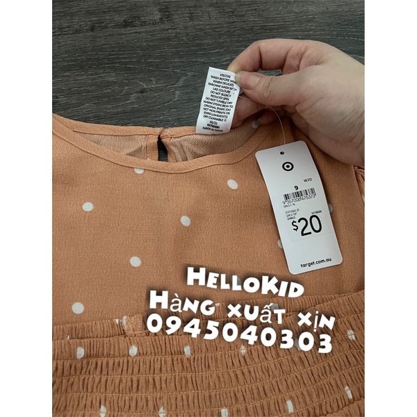 B194 - Bộ áo kèm chân váy chấm bi bé gái