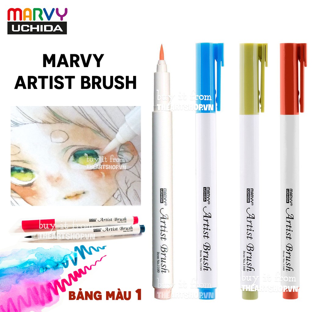 (P1) Bút cọ màu nước MARVY Artist Brush (Bán lẻ)