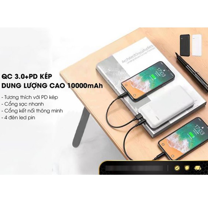 [Mã SKAMSALE03 giảm 10% đơn 200k] Pin dự phòng Remax RPP-151 10000mAh Boree Series sạc nhanh iPhone PD 18W và QC 3.0