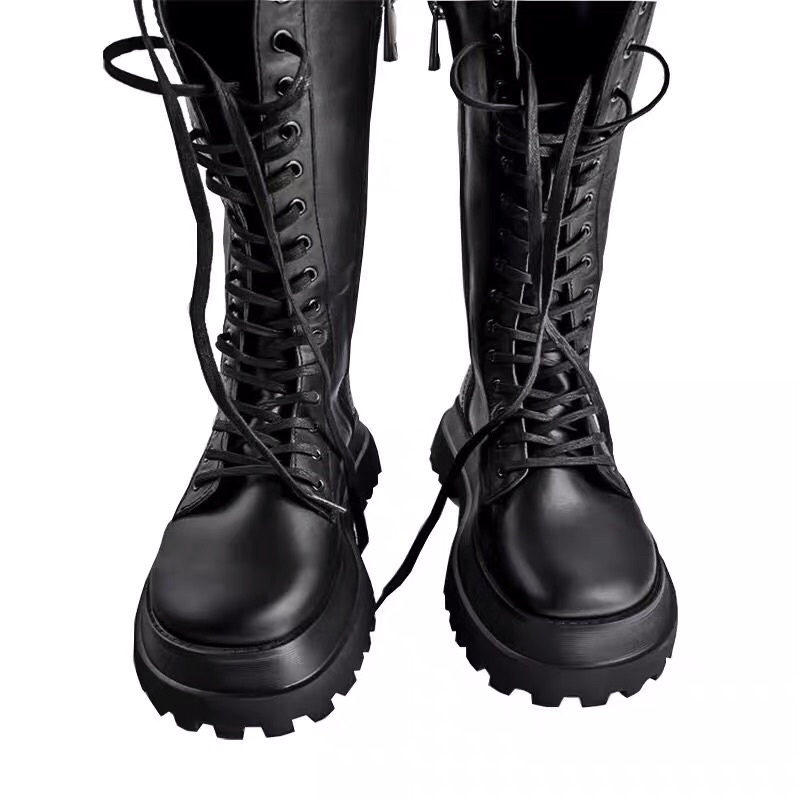 Giày Boots cao cổ đế dày buộc dây cực chiến giày bốt nữ