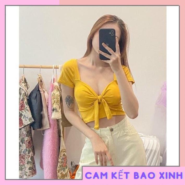 Áo croptop nữ kiểu thun borip cột nơ ngực ( có mút ) [Hàng Đẹp]