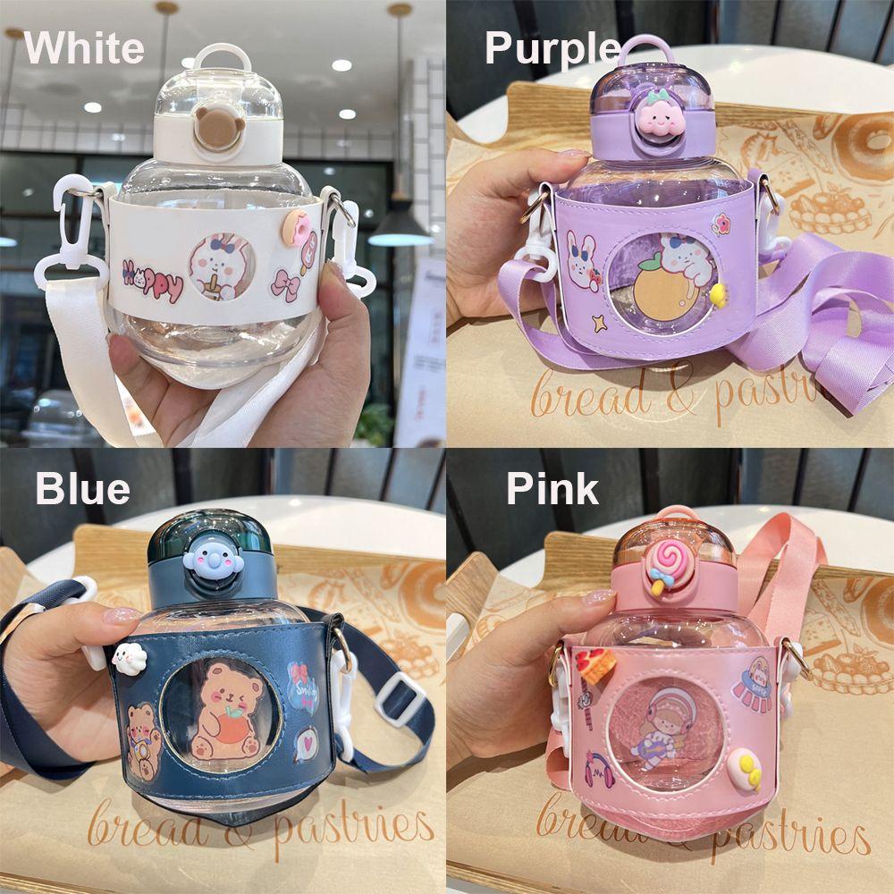 Bình Nước PISTA Họa Tiết Hoạt Hình Có Ống Hút Tiện Dụng Mang Theo Du Lịch
