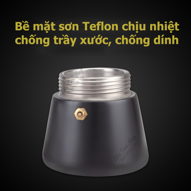 Ấm Moka pot đun bếp từ inox 4cup 6cup pha cà phê cafe espresso phong cách Ý